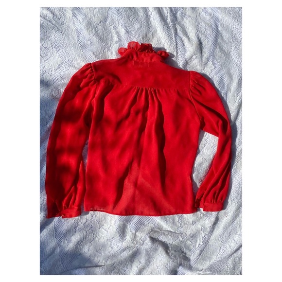 Vintage Red Ruffled Blouse - Picture 9 of 9
